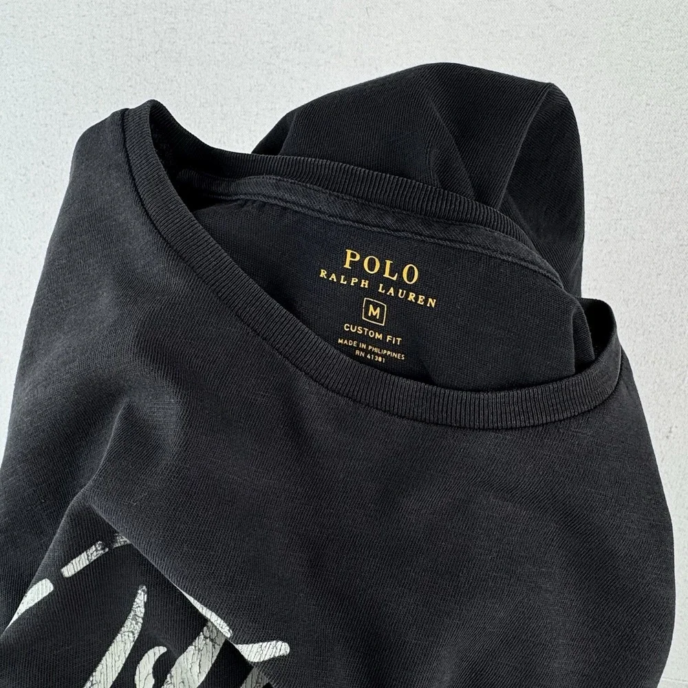 Polo Ralph Lauren Mens M Quality Goods T-Shirt Black RL 5th Avenue Custom Fit